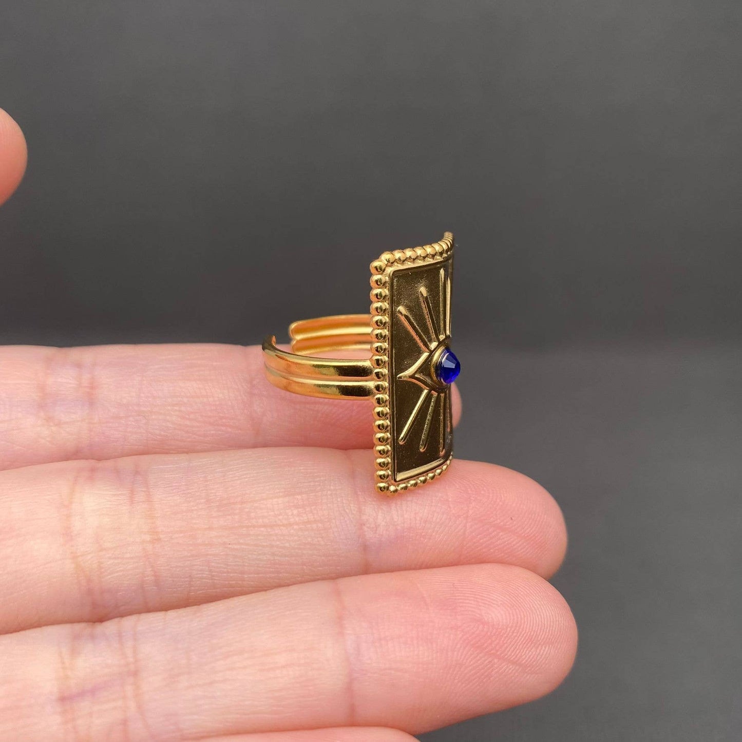 Swarovski Crystal ☆ Evil Eye 18K Gold Plated Stainless Steel Ring