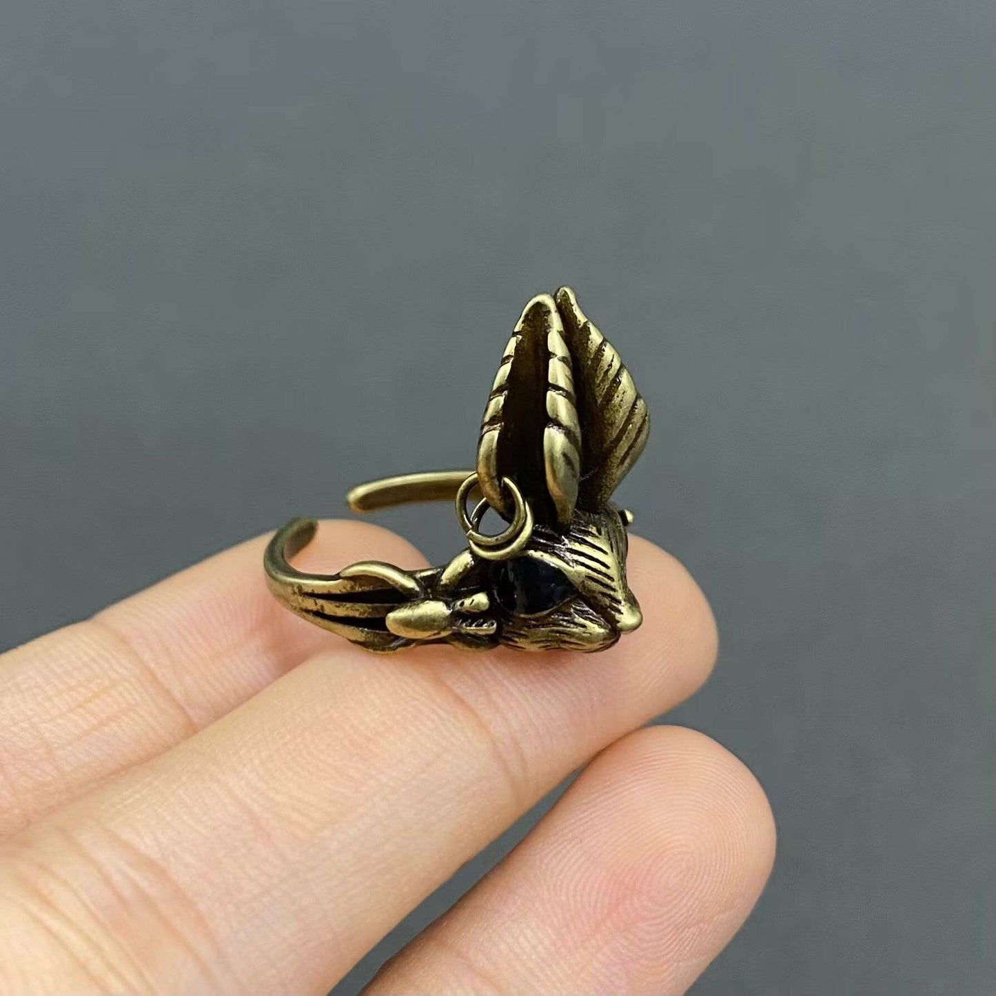 Vintage Rabbit Head Bronze Adjustable Ring