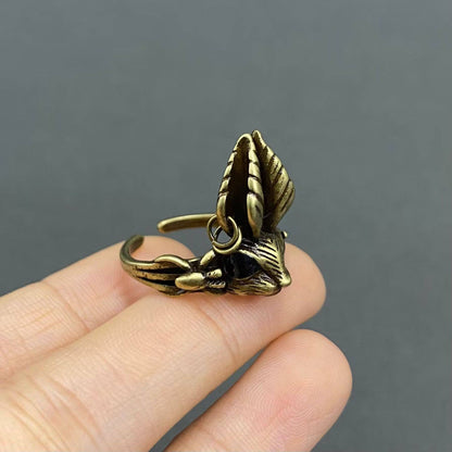 Vintage Rabbit Head Bronze Adjustable Ring