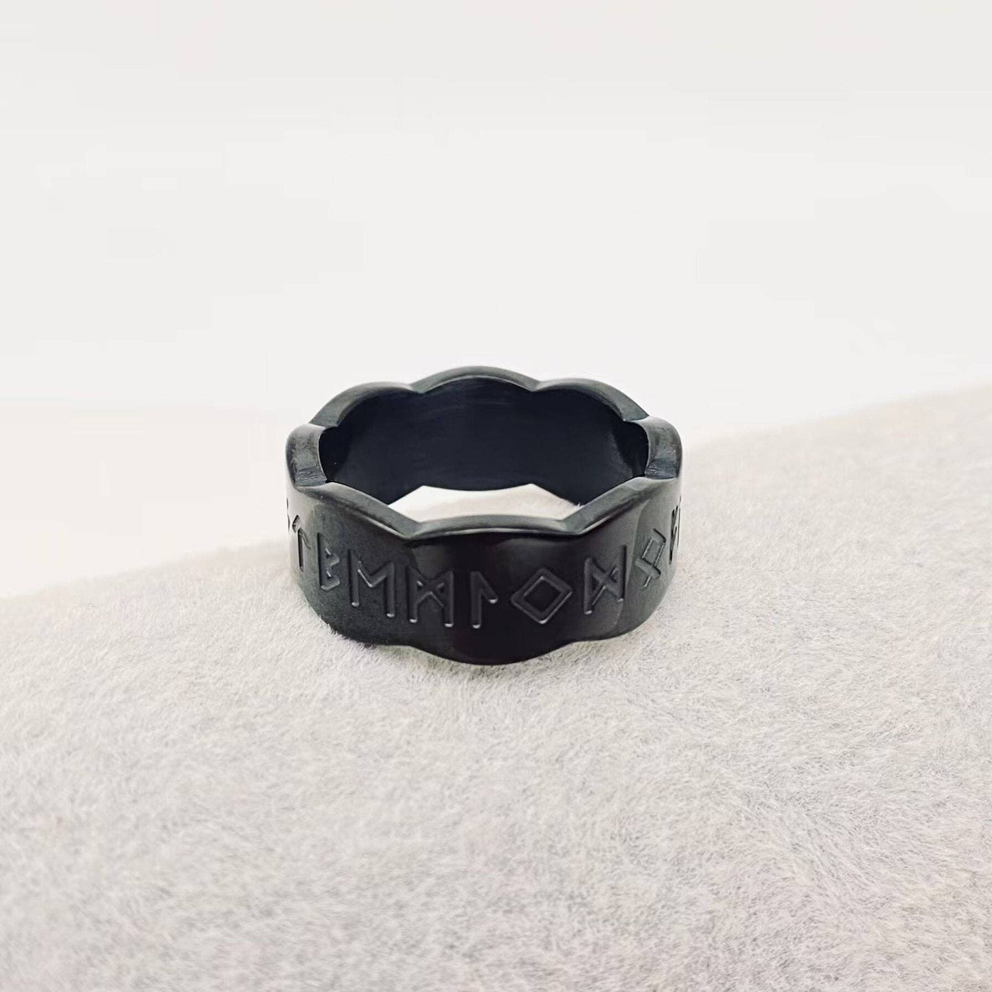 Wave Shape Viking Rune Titanium Steel Rings