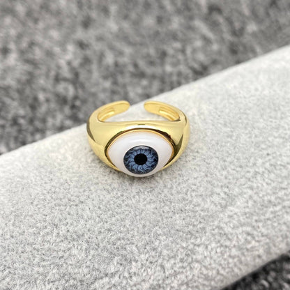 Brown Evil Eye 👁 Gold Plated Ring