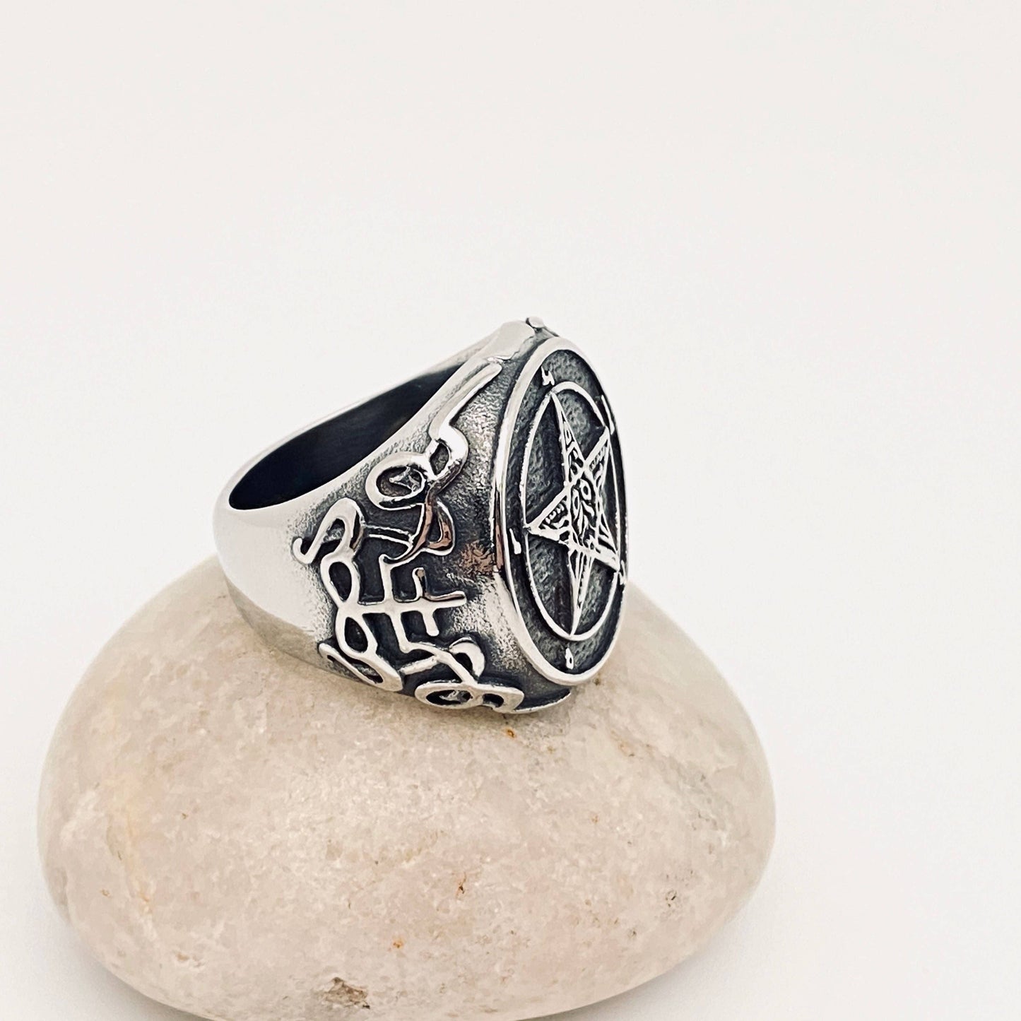 Baphomet Pentagram Stainless Steel Ring