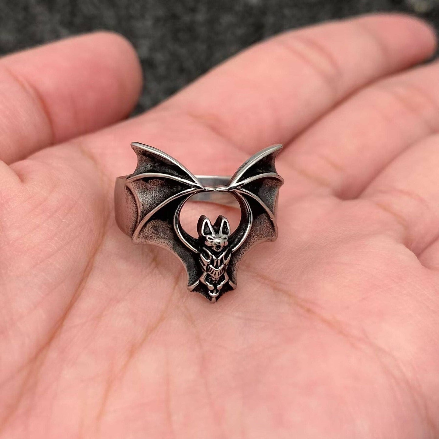 Stainless Steel Bat Ring