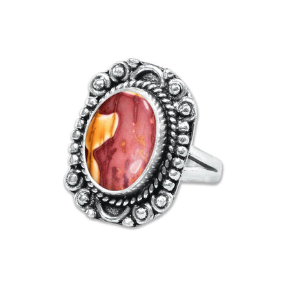 Mookaite Jasper Rings – Handmade, Silver-Plated ☆ Bold Earth Tones