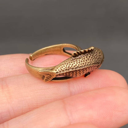 Bronze Carp Fish Adjustable Ring