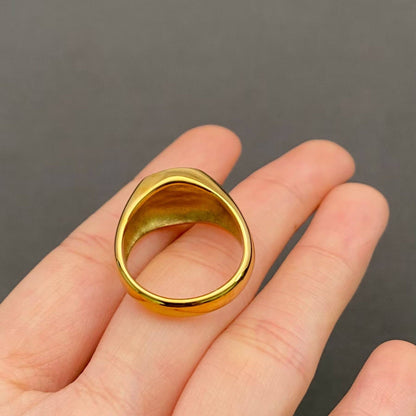 Enamel Star Moon 18K Gold Plated Stainless Steel Ring