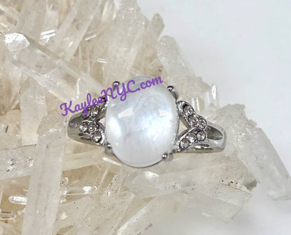 Natural Moonstone Stainless Steel Rings