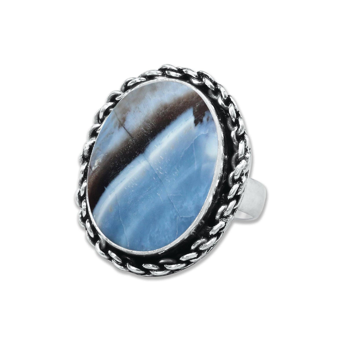 Blue Owyhee Opal Rings ☆ Handmade, Silver-Plated, Soft Sky-Toned Gemstone