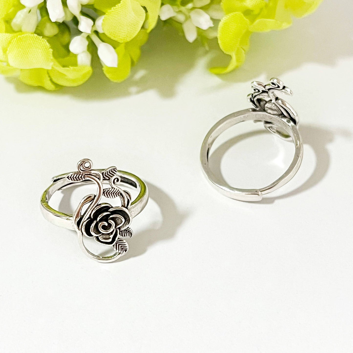 Vintage Hollow Rose Floral Adjustable Ring