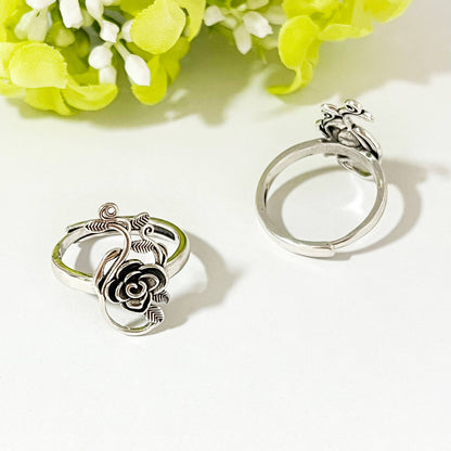 Vintage Hollow Rose Floral Adjustable Ring