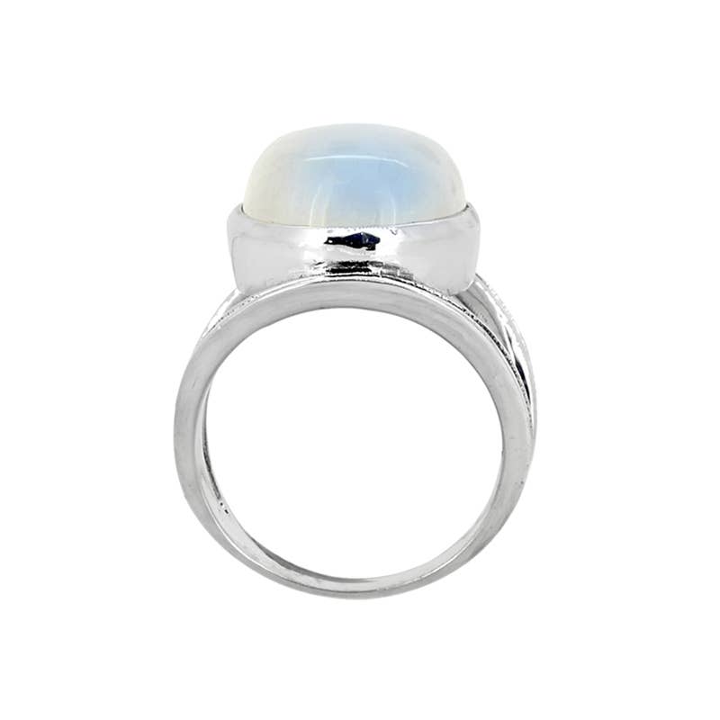 925 Silver Rainbow Moonstone Lunaria Arc Statement Ring