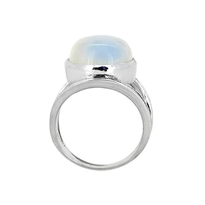 925 Silver Rainbow Moonstone Lunaria Arc Statement Ring