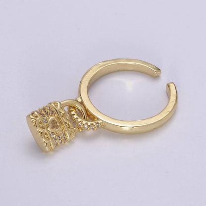 Lock Ring ☆ Cuff Open Padlock Adjustable Ring
