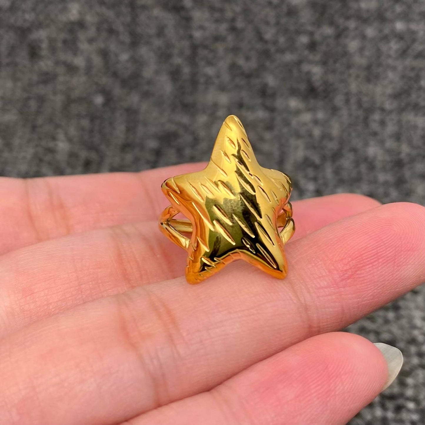18K Gold Plated Stainless Steel Star Ring