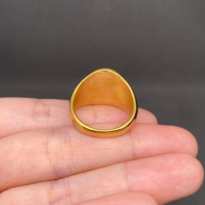 Black Onyx 18K Gold Plated Stainless Steel Ring