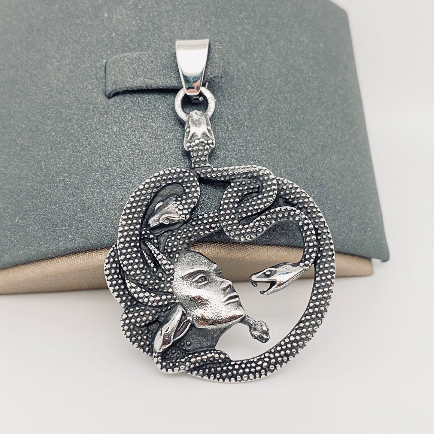 Medusa Snake Stainless Steel Pendant on Chain