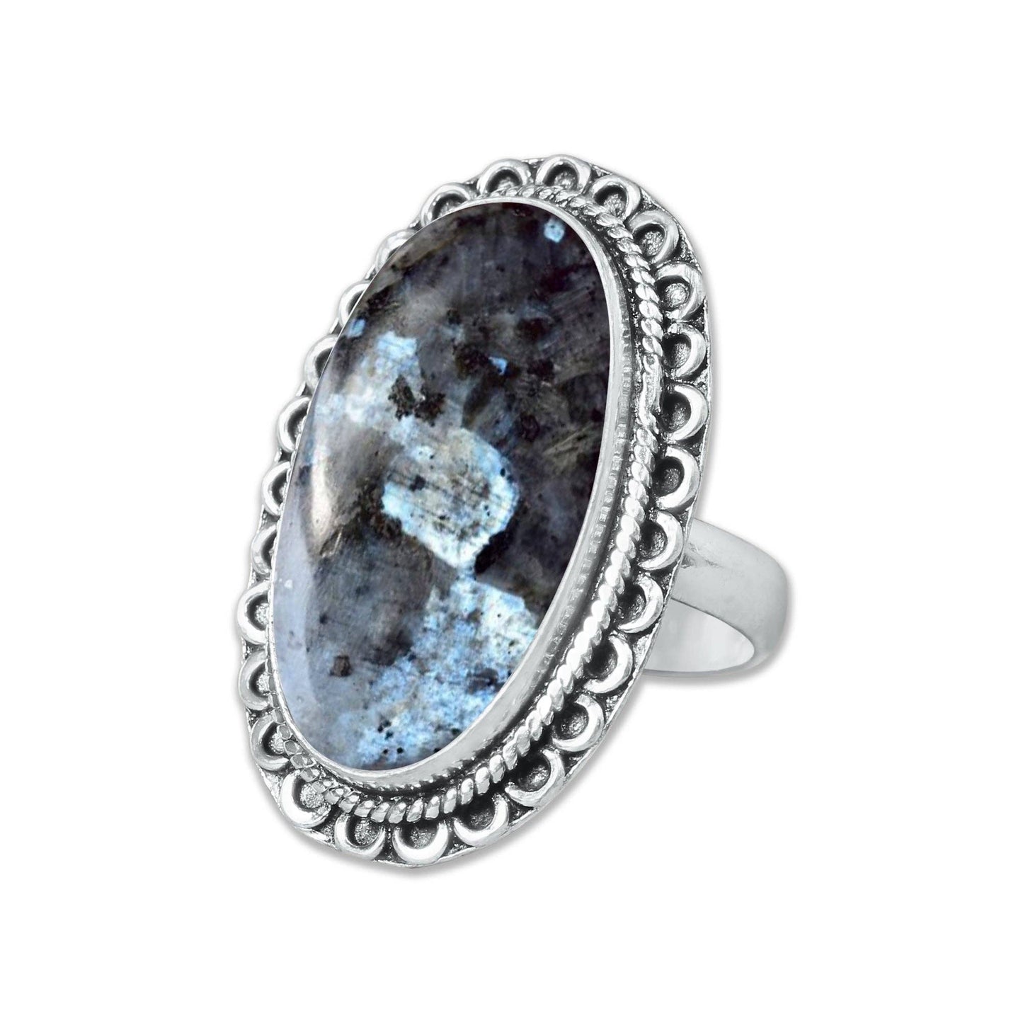 Larvikite Rings ☆ Norwegian Moonstone ☆ Handmade, Silver-Plated