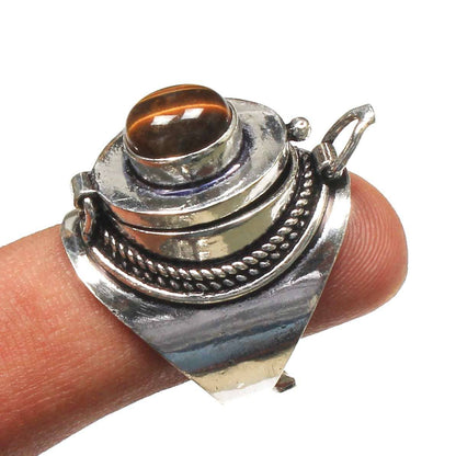 Handmade Silver-Plated Poison Rings with Semiprecious Gemstones