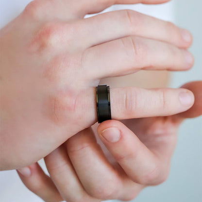 Black Enamel Stainless Steel Spinner Ring