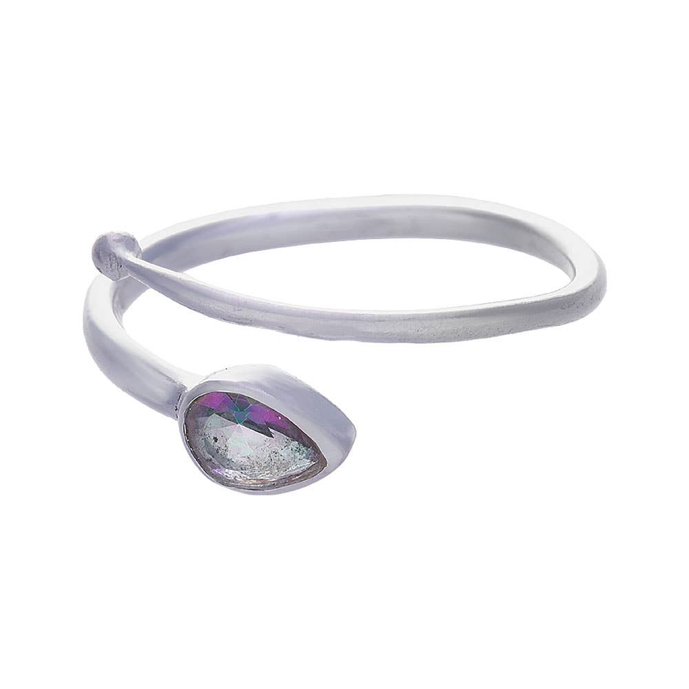 Mystic Topaz Teardrop Adjustable Ring