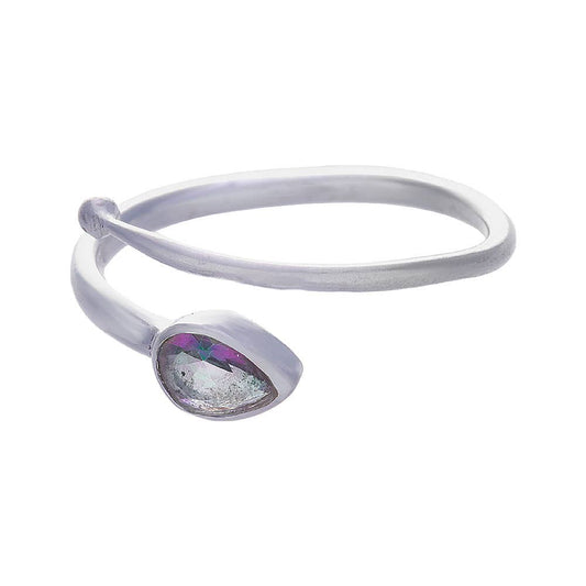 Mystic Topaz Teardrop Adjustable Ring