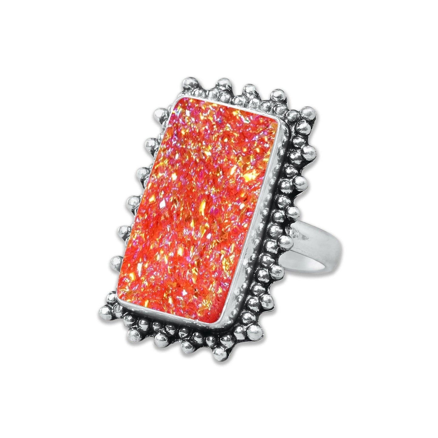 Titanium Druzy Rings – Handmade & Silver-Plated ☆ Sizes 6-10