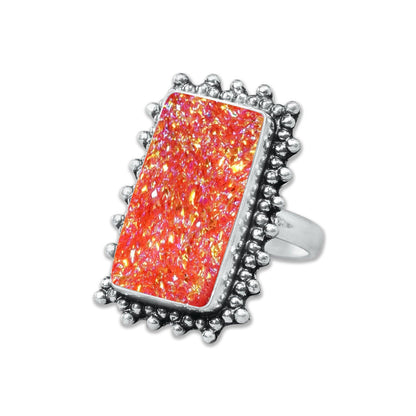 Titanium Druzy Rings – Handmade & Silver-Plated ☆ Sizes 6-10
