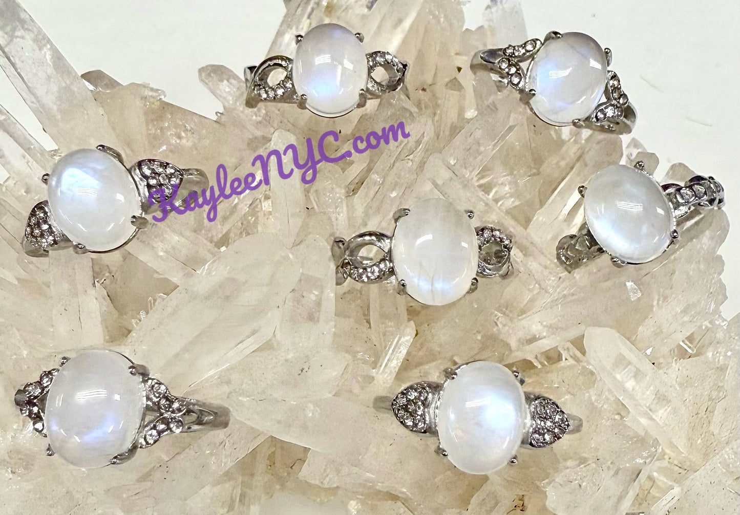Natural Moonstone Stainless Steel Rings