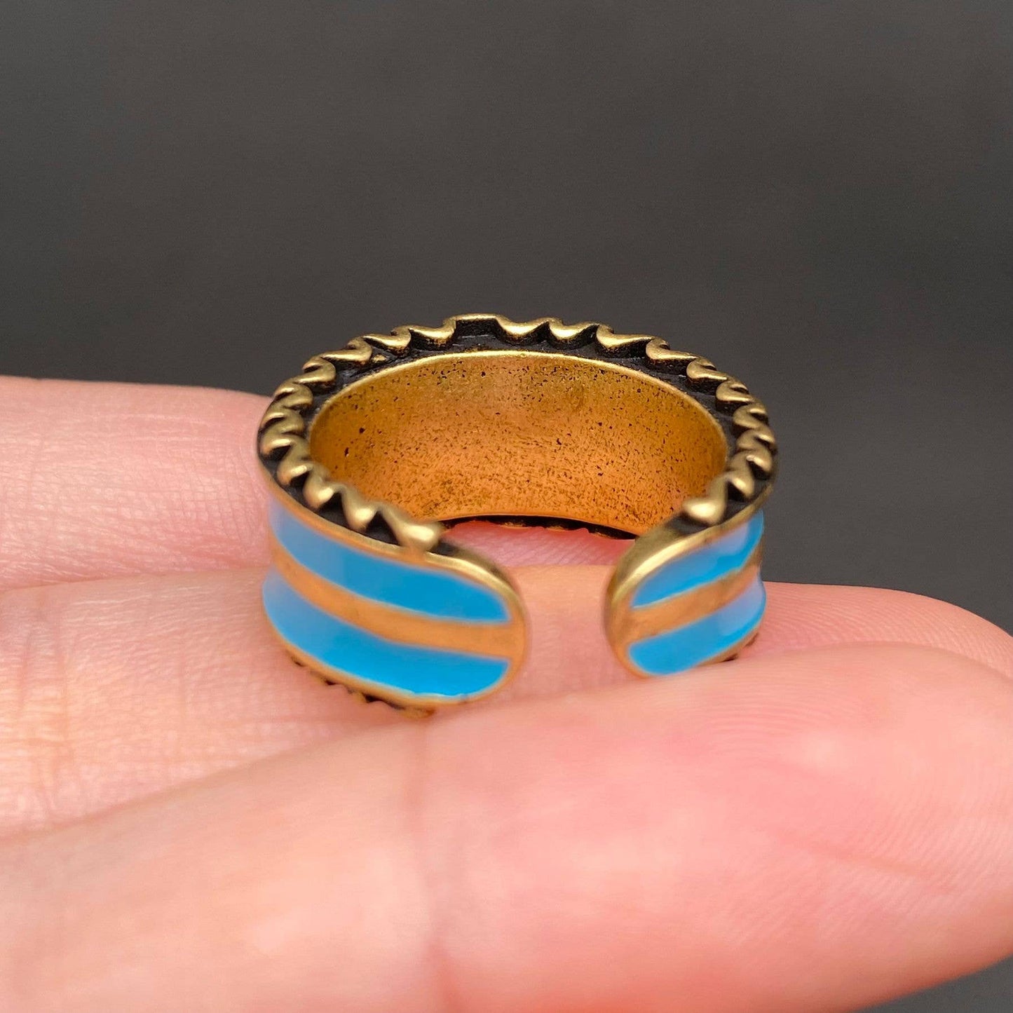 Enamel Bow Bronze Ring