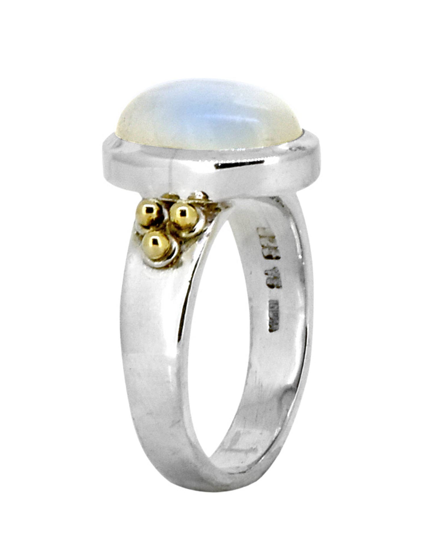 Rainbow Moonstone 925 Sterling Silver Solitaire Brass Accent