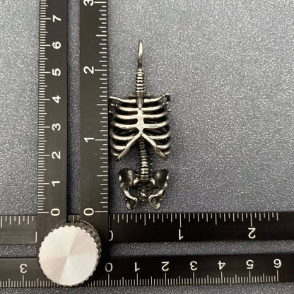 Gothic Ribcage Skeleton Charm with Chain