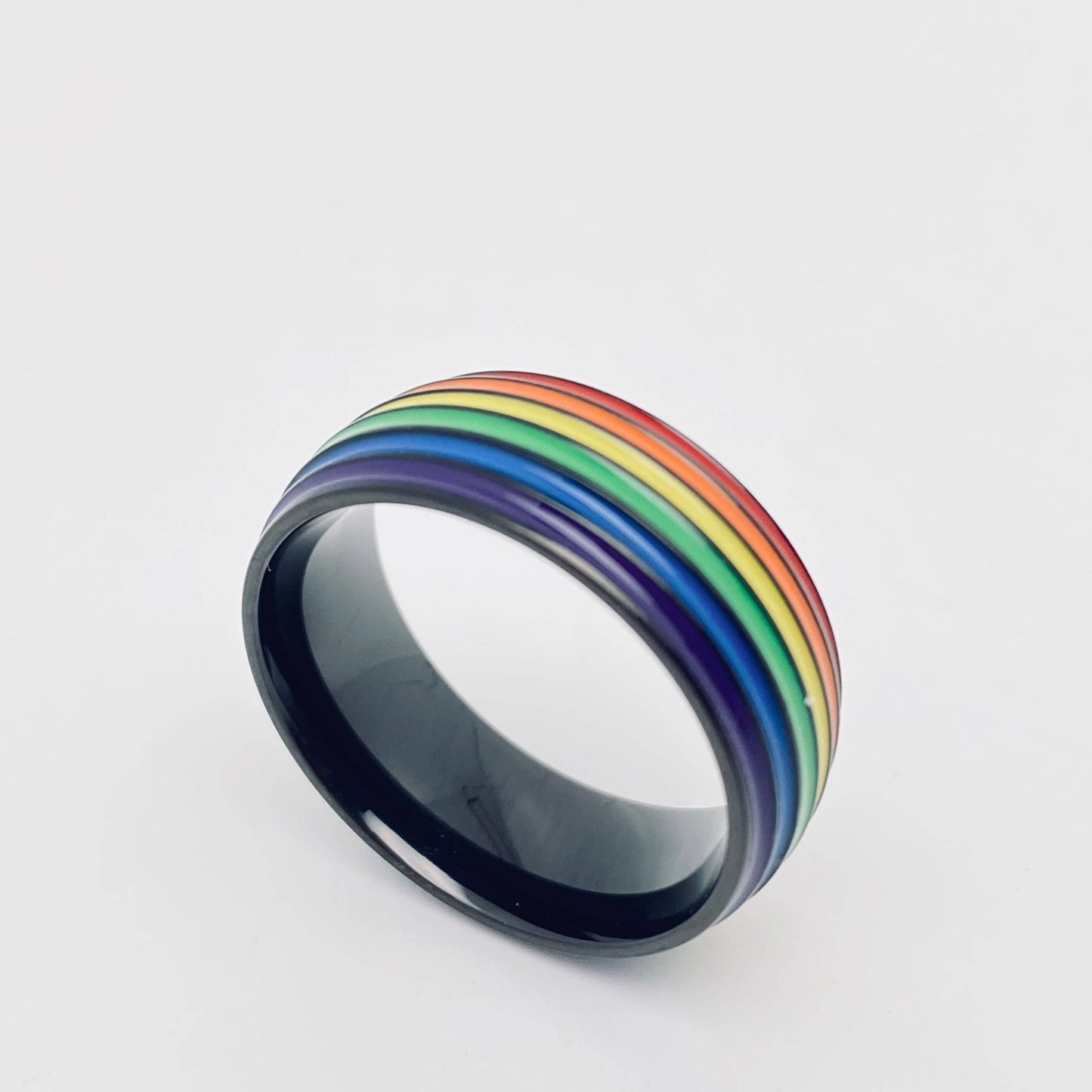 Rainbow Striped 🌈 Stainless Steel Pride Ring