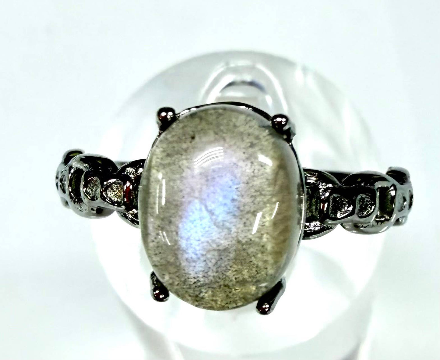 Natural Labradorite Stainless Steel Ring