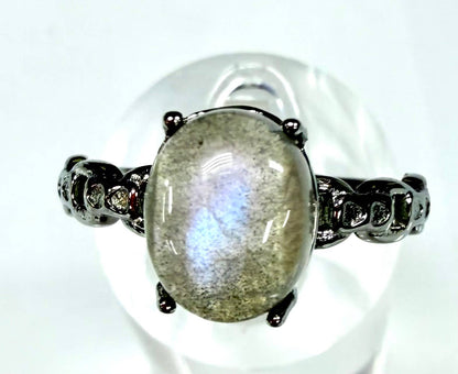 Natural Labradorite Stainless Steel Ring