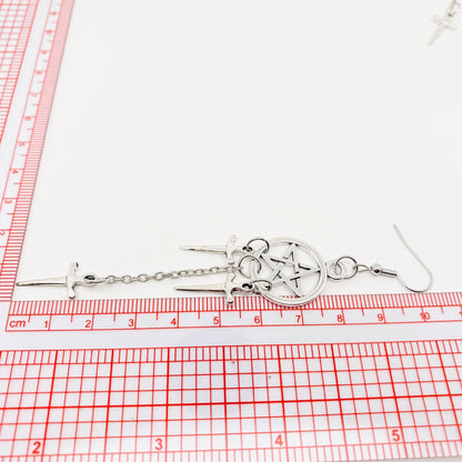 Five-pointed Star Dagger Gothic Earrings ✨️ Extra Long Dangle