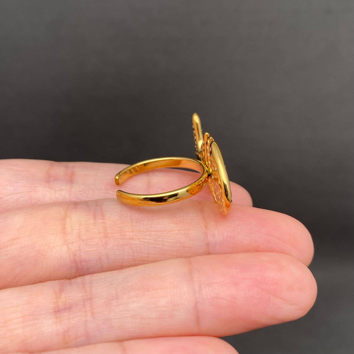 Fishbone 18K Gold Plated Stainless Steel Ring