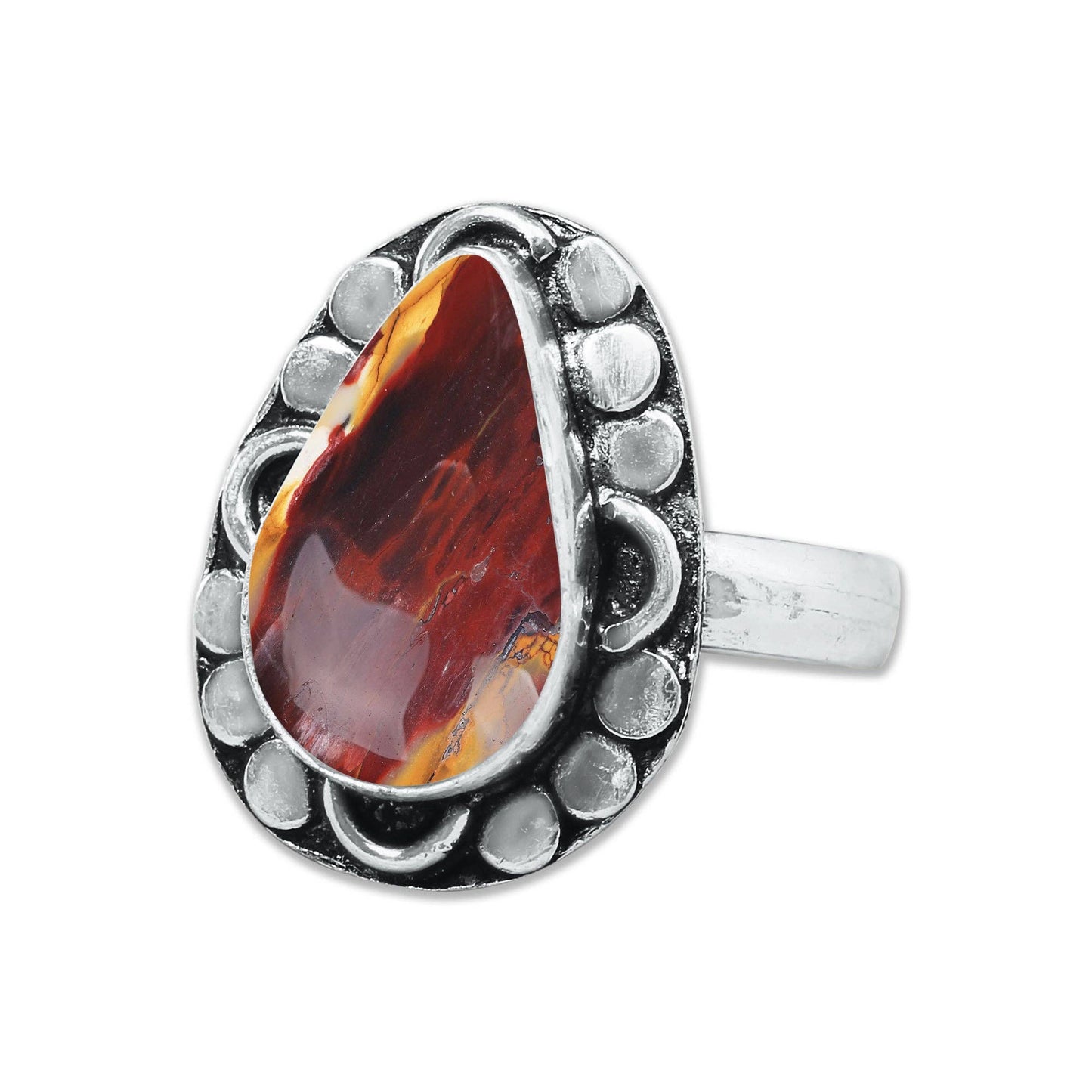 Mookaite Jasper Rings – Handmade, Silver-Plated ☆ Bold Earth Tones