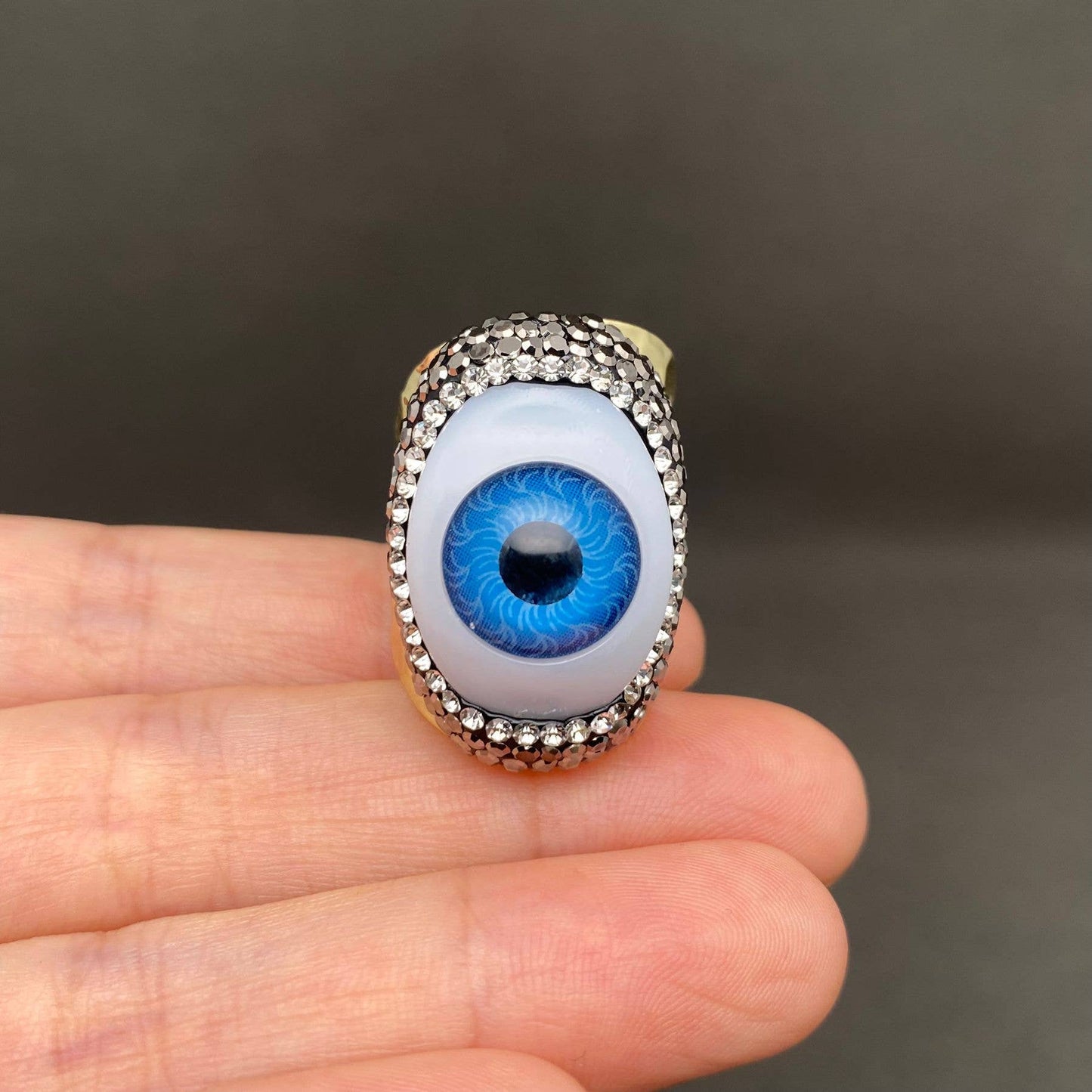 Swarovski Crystal Inlaid Evil Eye Ring