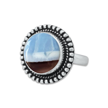 Blue Owyhee Opal Rings ☆ Handmade, Silver-Plated, Soft Sky-Toned Gemstone