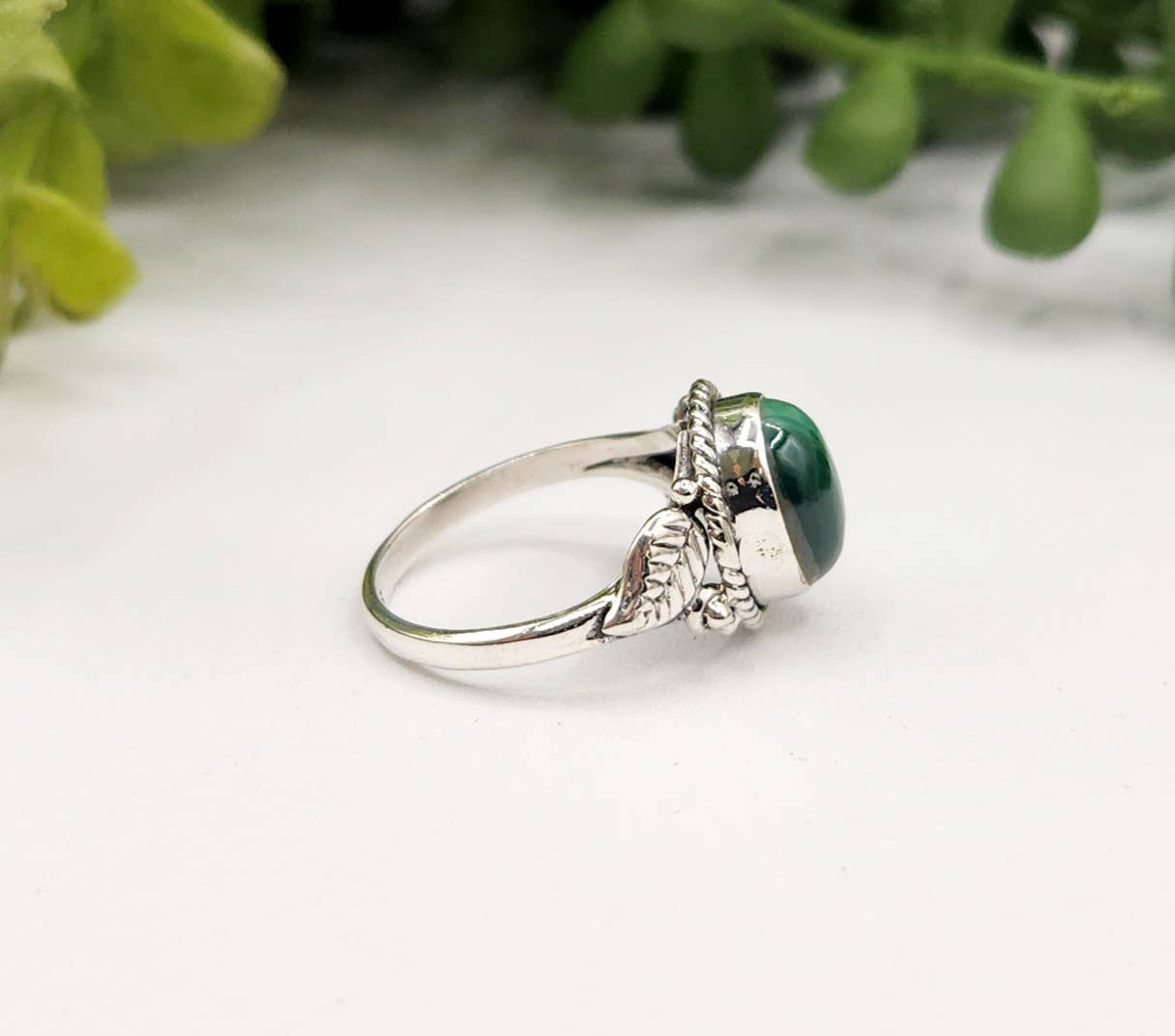 Malachite Semi-Precious Gemstone Sterling Silver (925) Ring
