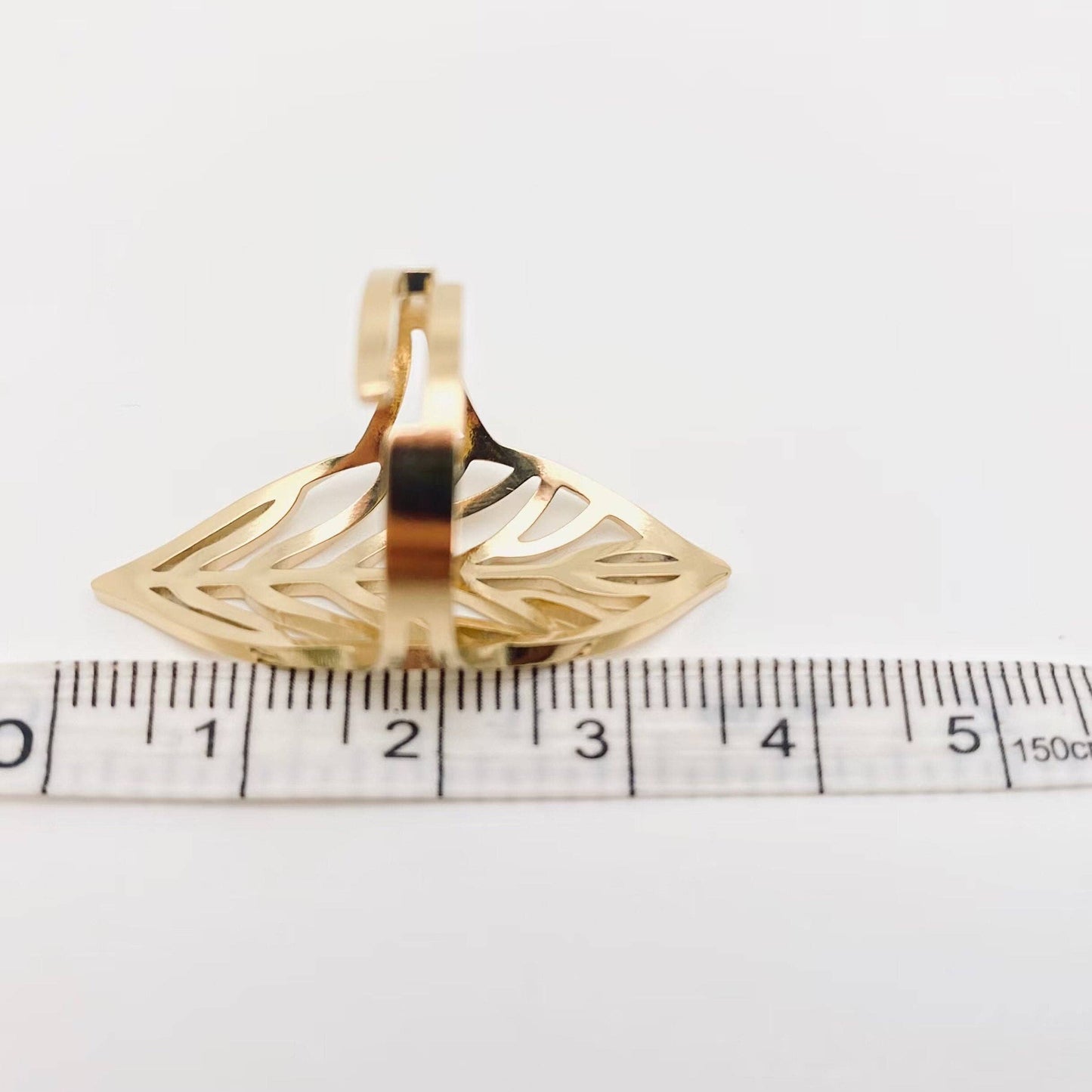 Leaf Shape Golden Stainless Steel Adjustable Ring