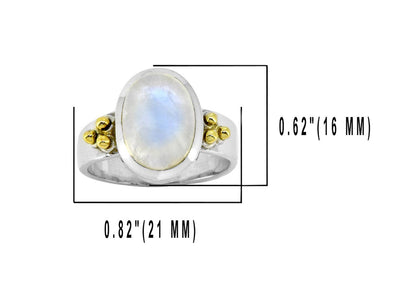 Rainbow Moonstone 925 Sterling Silver Solitaire Brass Accent