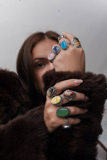 Gemstone Silver Plate Rings * Various Sizes & Stones