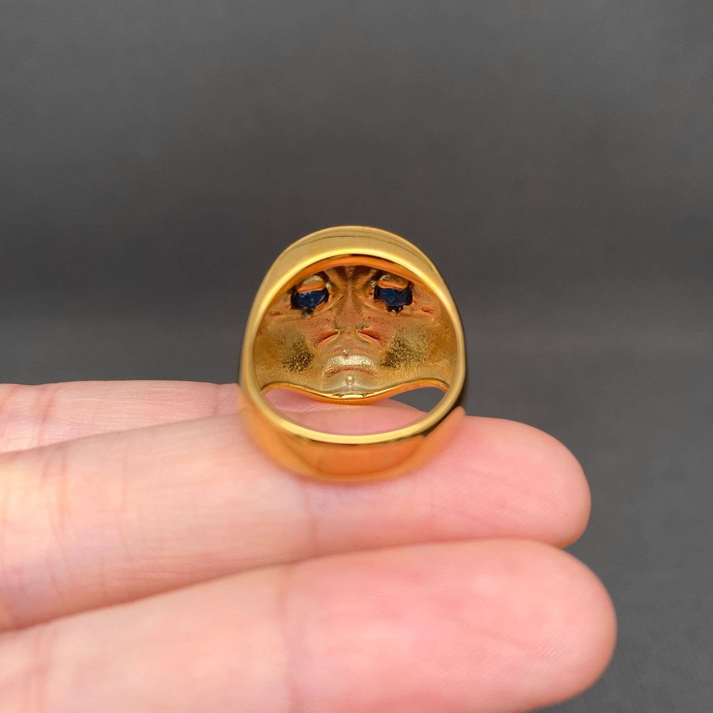 CZ 18K Gold Plated Stainless Steel Face Ring