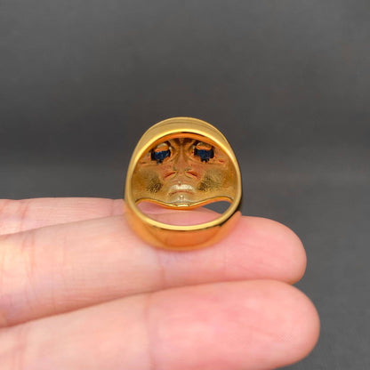 CZ 18K Gold Plated Stainless Steel Face Ring