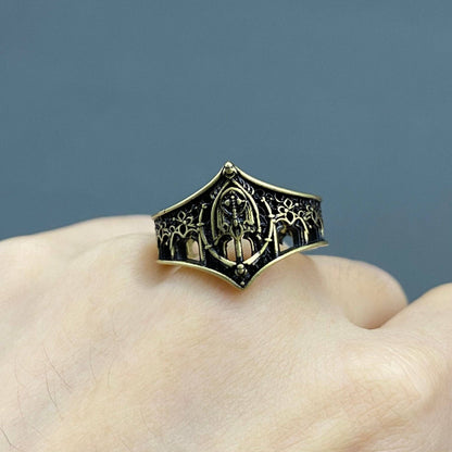 Vintage Gothic Style Castle Bronze Ring