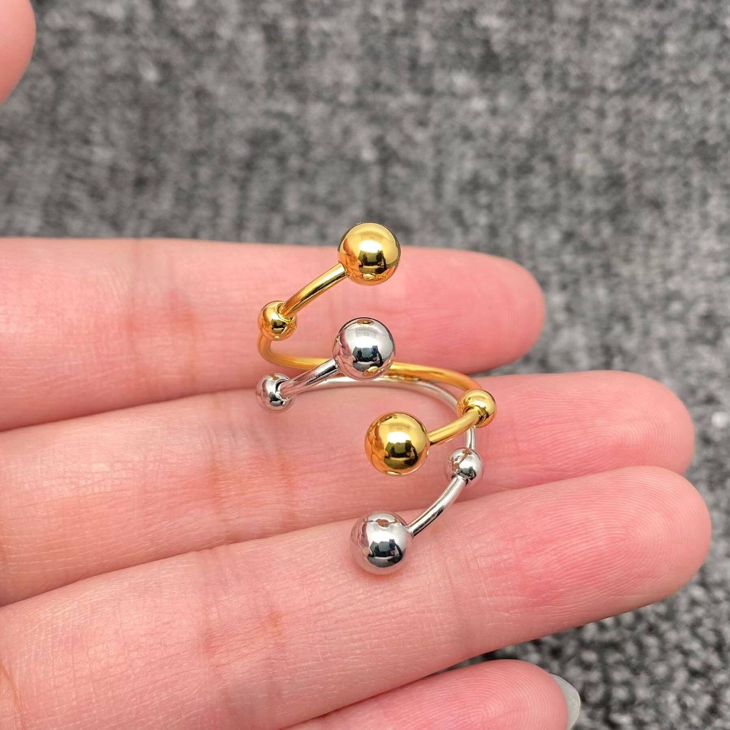 Two Tone Spiral Design 18K Gold Plated Ring