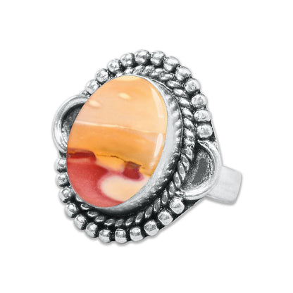Mookaite Jasper Rings – Handmade, Silver-Plated ☆ Bold Earth Tones