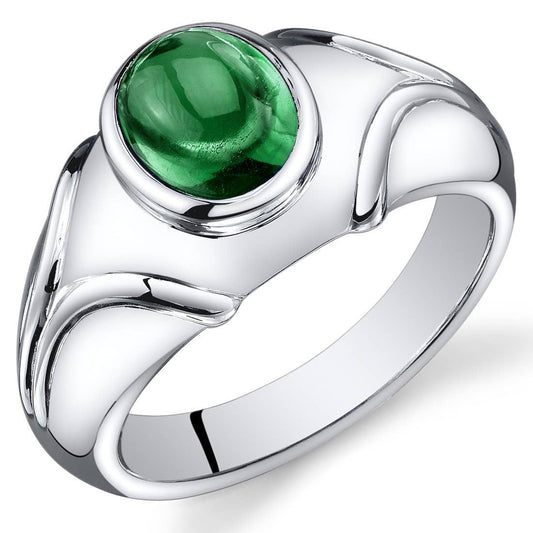 Men's 2.5 cts Emerald Sterling Silver Ring Size 12