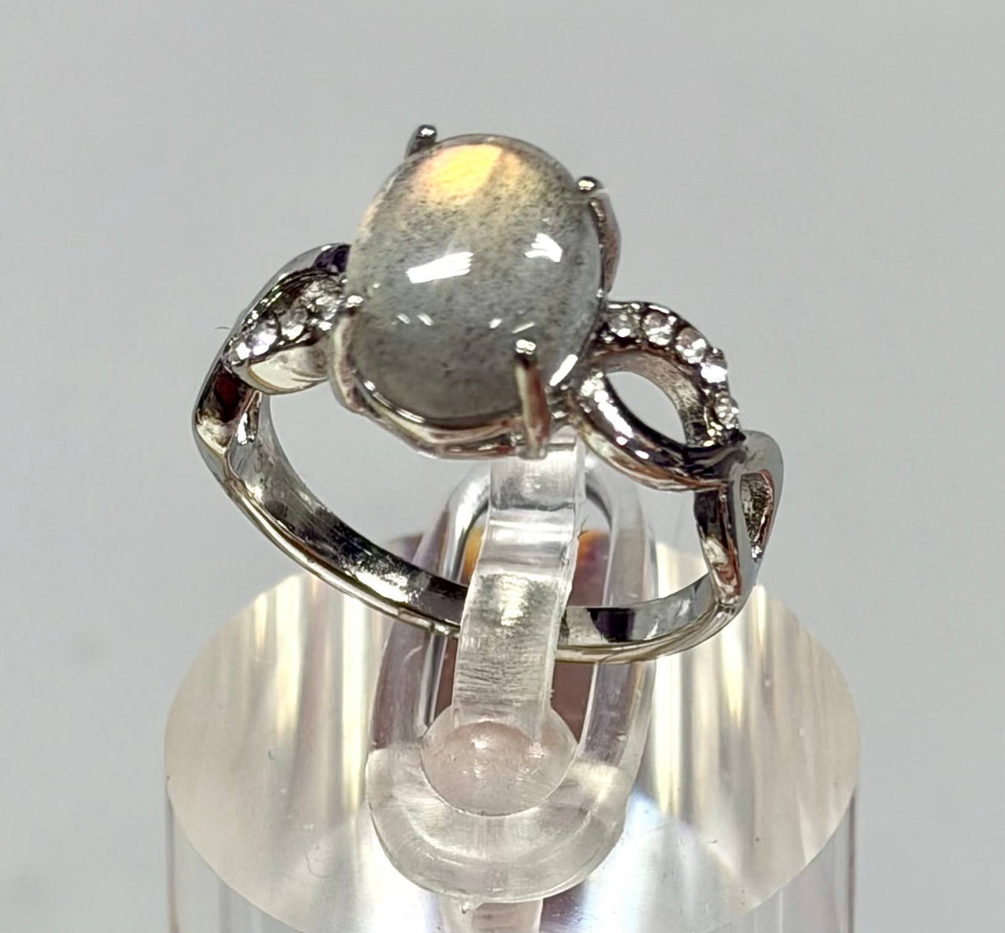 Natural Labradorite Stainless Steel Ring